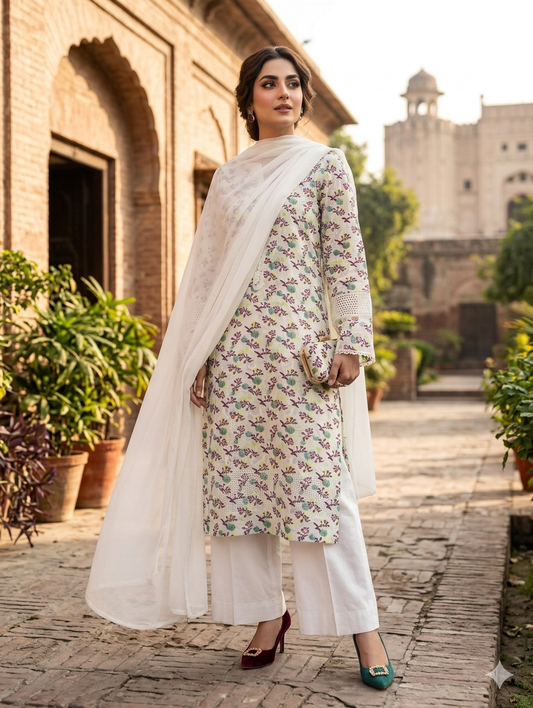 Lawn chikankari 3pc unstitched