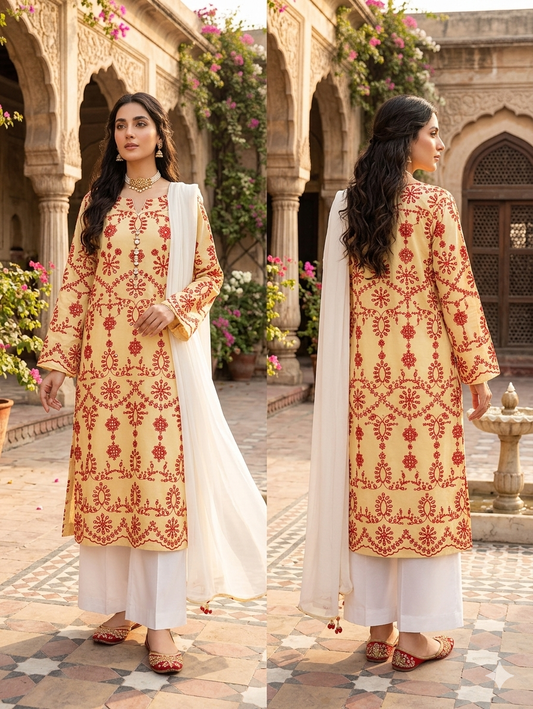 Lawn chikankari unstitched 3pc