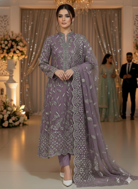 Net Turkish cutdana unstitched 2pc