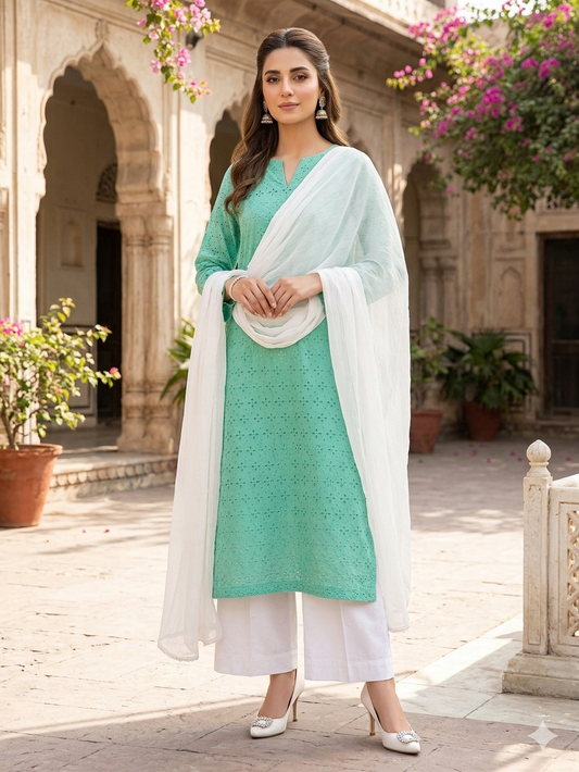 Lawn chikankari 3pc unstitched