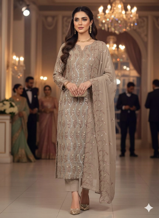 Chiffon embroidered 2pc