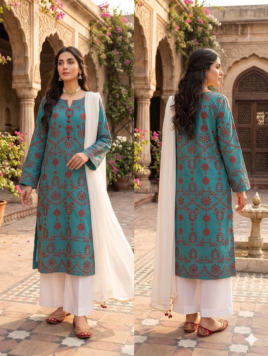Lawn chikankari 3pc unstitched