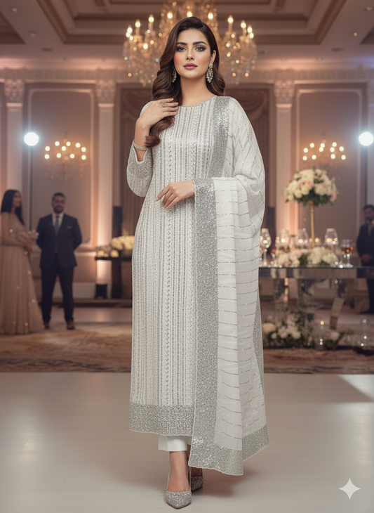 Silk 2pc Unstitched – Luxe Turkish Cutdana Embroidery Edition Fountain