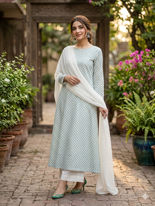 Lawn chikankari 3pc unstitched